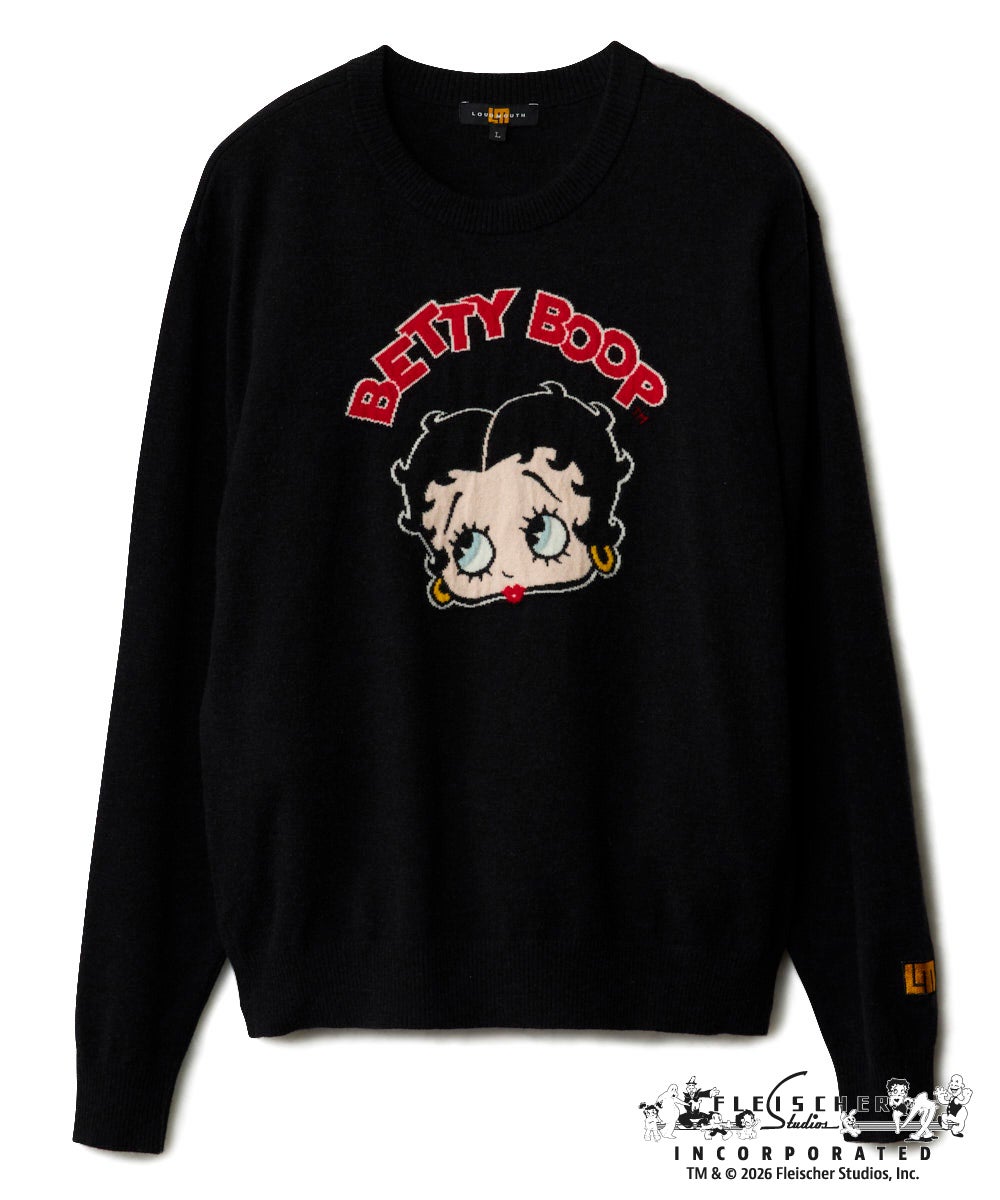 LOUDMOUTH×Betty Boop™ メンズ クルーネックニットセーター